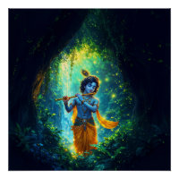 Lord Krishna in Vrindavan, Illustration Art