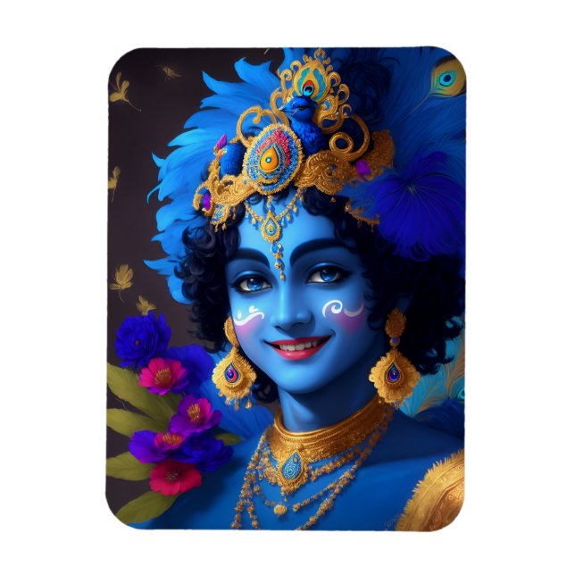 Lord Krishna Indian God Deity  Magnet (Vertical)