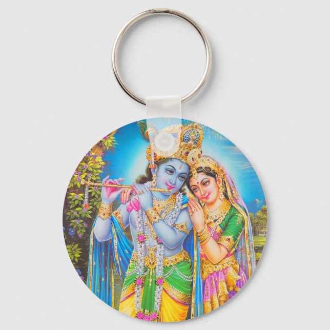 Lord Krishna Playing Flute Key Ring (Front)