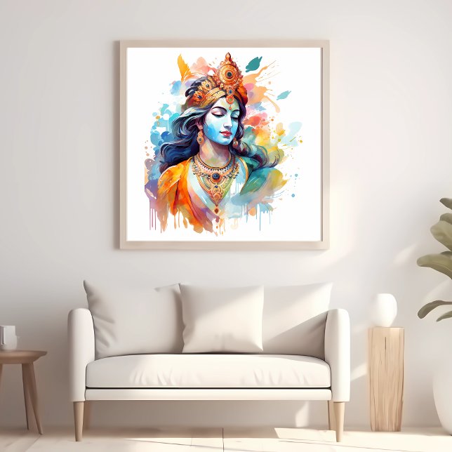 Lord Krishna poster Watercolor Krishna poster (Creator Uploaded)