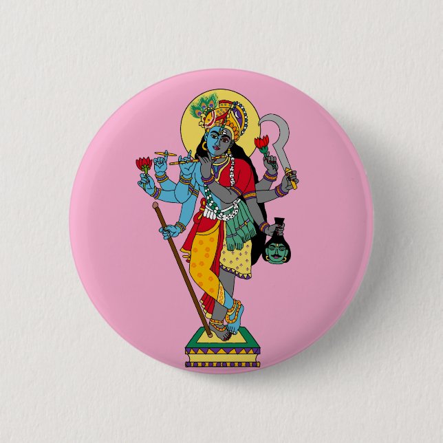 Lord Krishnakali Stickers 6 Cm Round Badge (Front)