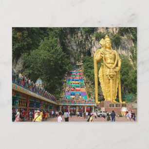 Lord Murugan & stairs at Batu Caves 3 Postcard