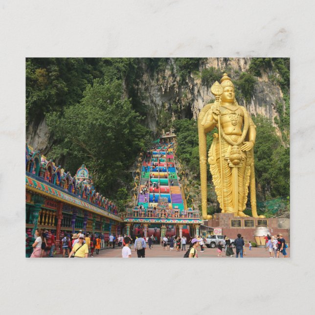 Lord Murugan & stairs at Batu Caves 3 Postcard (Front)
