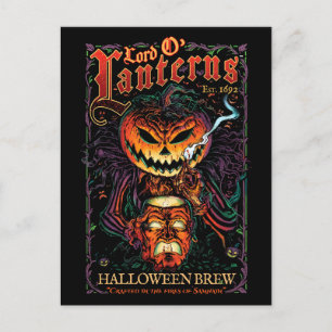 Lord O' Lanterns Halloween Brew Label Gothic Postcard