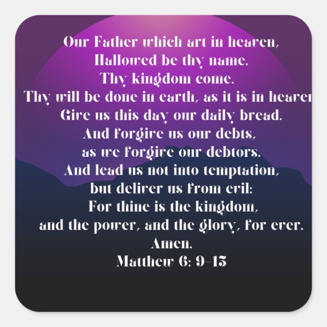 Lord prayer square sticker (Front)