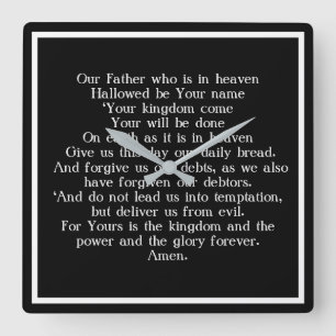 Lord Prayer Square Wall Clock
