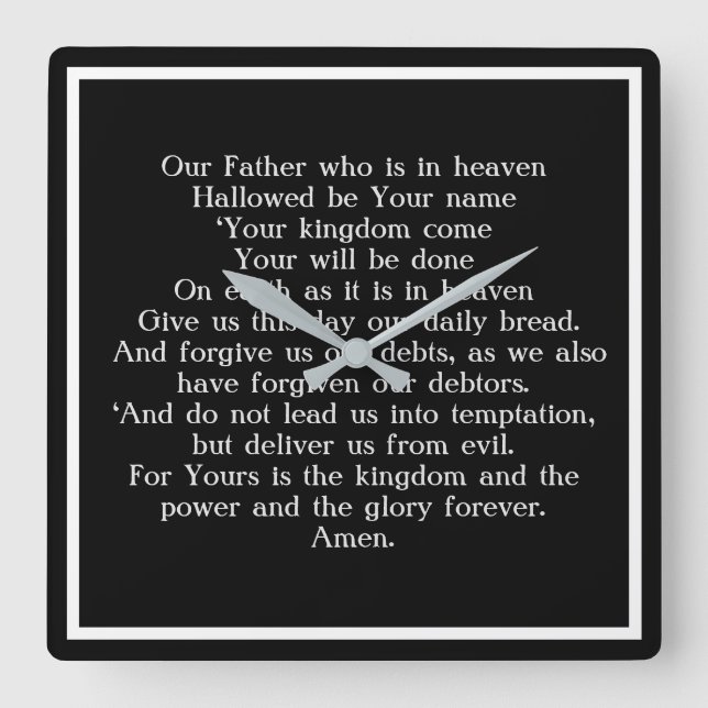Lord Prayer Square Wall Clock (Front)