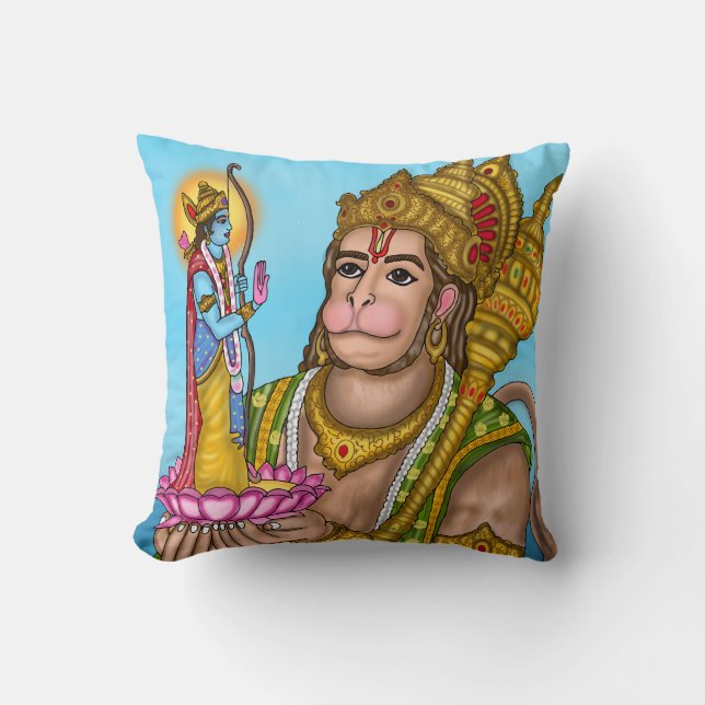 Lord Rama and Hanuman Accessories Cushion (Front)