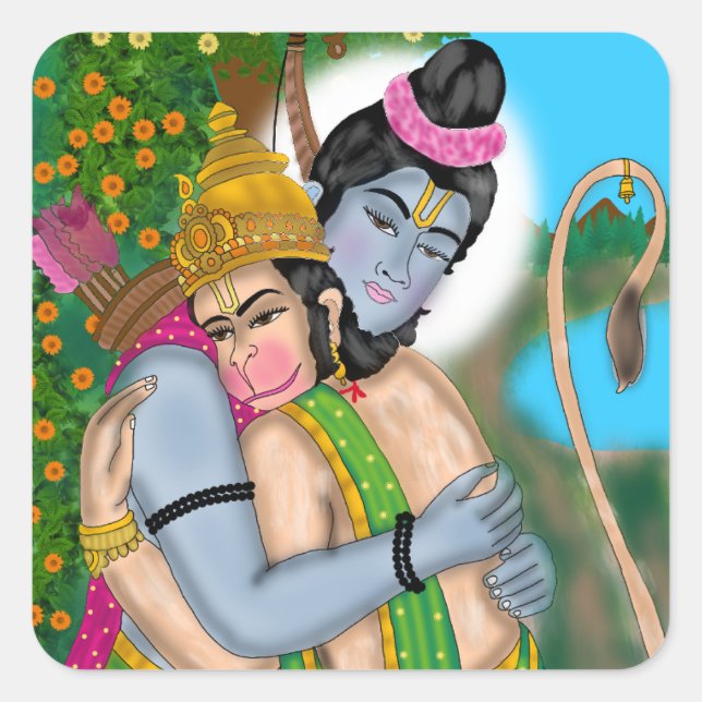 Lord Rama & Hanuman Sticker (Front)