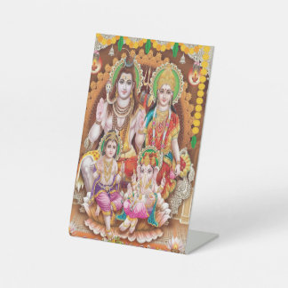 Lord Shiva Family Photo Print Pedestal Sign
