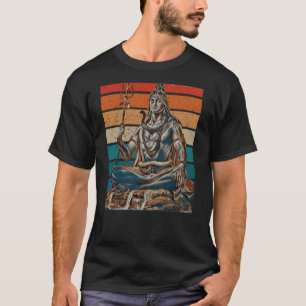 Lord Shiva In Meditation Shivaratri Vintage Sunset T-Shirt