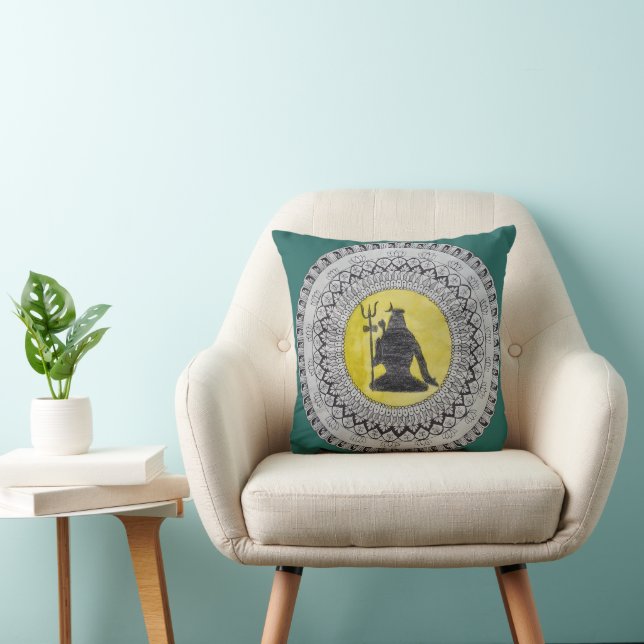 Lord Shiva Mandala Art Throw Pillow (Chair)