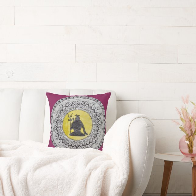 Lord Shiva Mandala Art Throw Pillow (Couch)