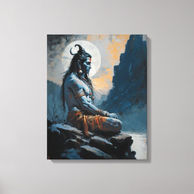 Lord shiva meditating, housewarming, gift, idea canvas print (Front)