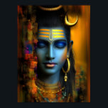 Lord Shiva Print: Modern Abstract Visionary Art Poster<br><div class="desc">✨ Image Title: Tranquil Destroyer: The Face of Shiva. ✨ Description: This transcendent digital artwork captures the meditative stillness and divine power of Shiva, the Hindu god of destruction, transformation, and cosmic silence. With closed eyes and an expression of infinite calm, Shiva radiates an otherworldly presence — suspended between stillness...</div>