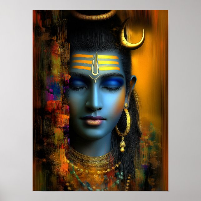 Lord Shiva Print: Modern Abstract Visionary Art Poster (Front)