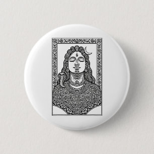 Lord Shiva Traditional Indian Mehendi And Mandala 6 Cm Round Badge