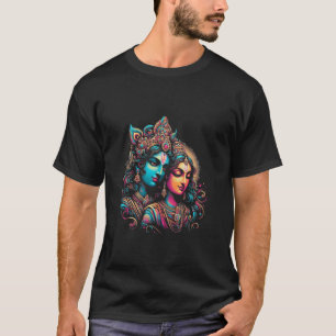 Lord Shri Krishna Radha Radhika Hindu God Lover De T-Shirt