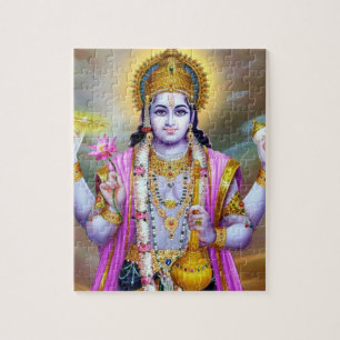 Lord Vishnu Floral Fine Art Jigsaw Puzzle