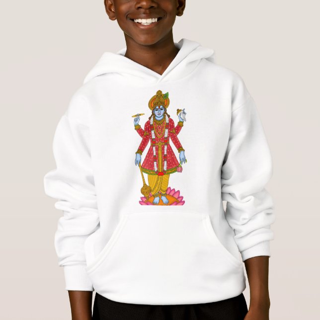 Lord Vishnu Hoodie – Divine Casual Wear for Everyd (Front)