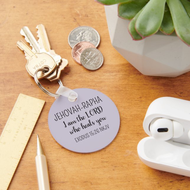 Lord Who Heals Light Purple Simple Christian Key Ring (Desk)