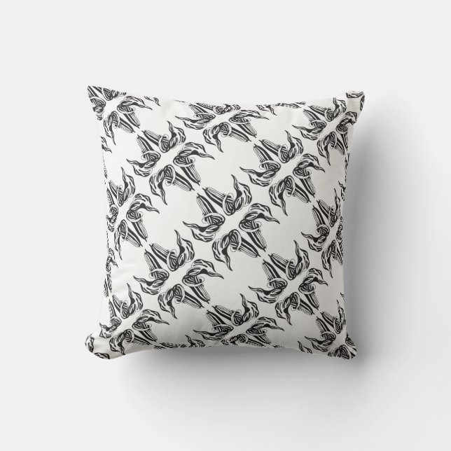 Lords-and-ladies Arum mono patterned pillow (Front)