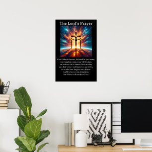 Lord's Prayer Cosmic Eternal Three Crosses Artwork Poster