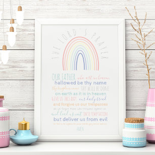 Lord's Prayer For Kids With Rainbow Poster