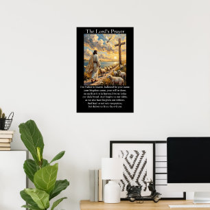 Lord's Prayer Good Shepherd Sheep Sunrise Poster