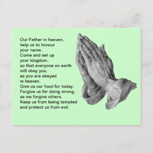 Lord's Prayer Green Postcard