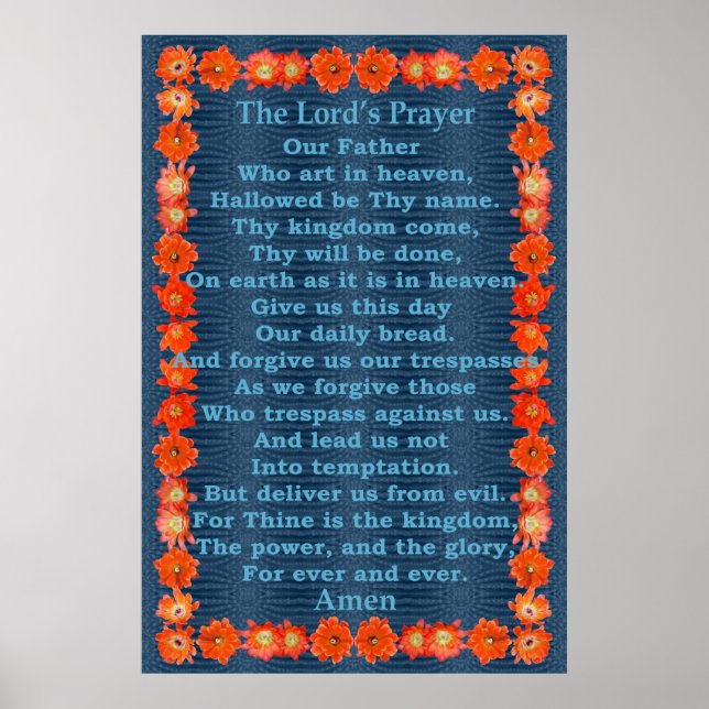Lord's Prayer in a Hedgehog Cactus Frame Poster (Front)