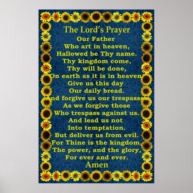 Lord's Prayer in a Sunflower Frame Poster (Front)