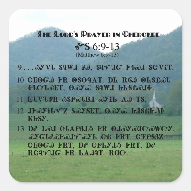 Lord's Prayer in Cherokee Sticker (Front)