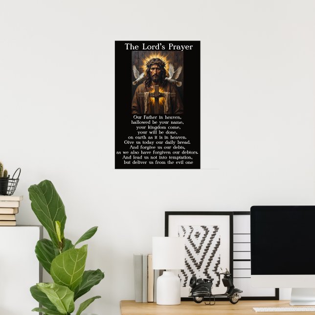 Lord's Prayer Sacred Cross Radiance Artwork Poster (Home Office)
