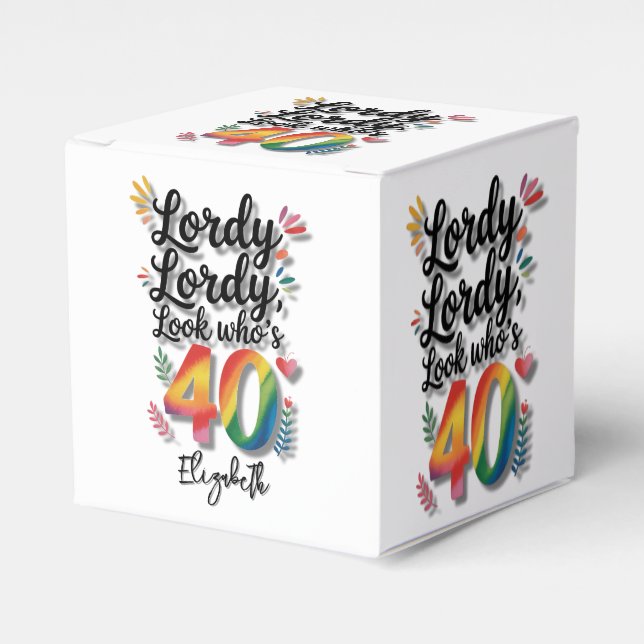 Lordy Lordy Look Who’s 40 Birthday Party Favour Box (Front Side)