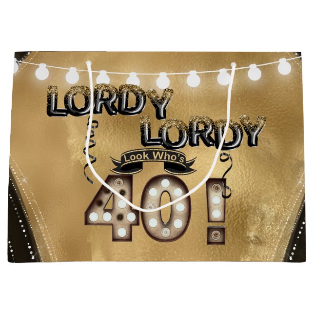 Lordy Lordy Look Who's 40 Birthday Balloons Large Gift Bag (Front)