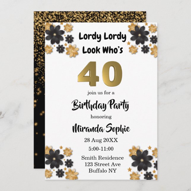 Lordy Lordy Looks Who’s 40 Birthday Invitations  (Front/Back)