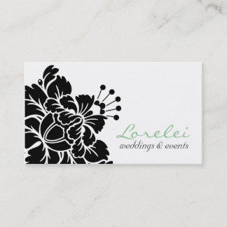 Lorelei Black Damask Flower Chic Business Card