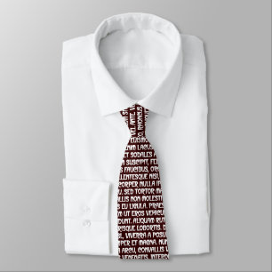 Lorem Ipsum - White on Dark Brown Tie