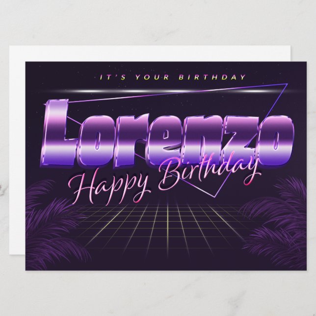 Lorenzo Name First name pura retro card Birthday (Front/Back)
