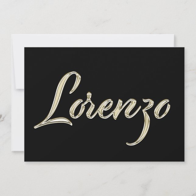 Lorenzo Name white gold Handwriting Card (Front)