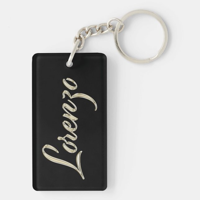 Lorenzo Name white gold keychain pendant (Back)