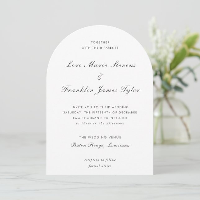 Lori Formal Elegant Wedding Invitation (Standing Front)