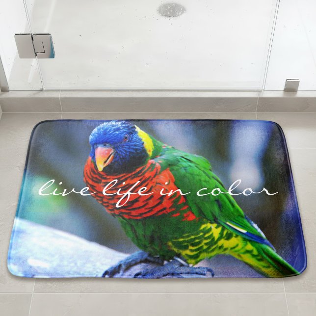 Lorikeet Bird Live Life In Colour Red Blue Green Bath Mat (Creator Uploaded)