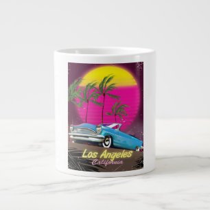 Los Angeles 1980s Retro Travel print Large Coffee Mug