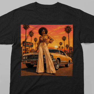 Los Angeles 70s Retro Black Woman LA T-Shirt