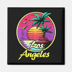 Los Angeles 80s Palm Sunset Trocal Beach Summer Magnet
