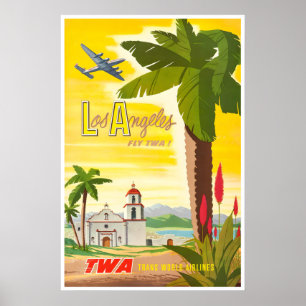 Los Angeles Art California Print TWA Travel Poster