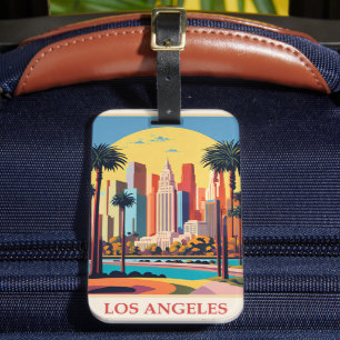 Los Angeles, Art Deco illustration, Luggage Tag