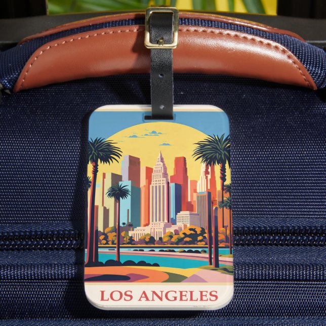 Los Angeles, Art Deco illustration, Luggage Tag (Front Insitu 2)